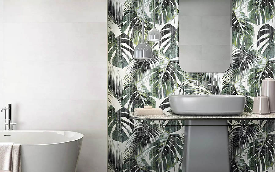 Стримані відтінки плитки для оформлення ванної кімнати