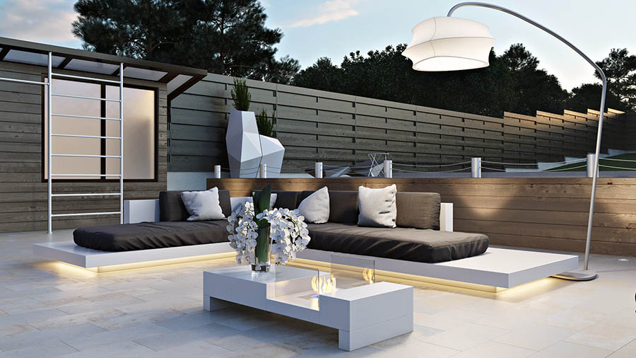 Приклад красивого двору приватного будинку з великою відпочинковою зоною