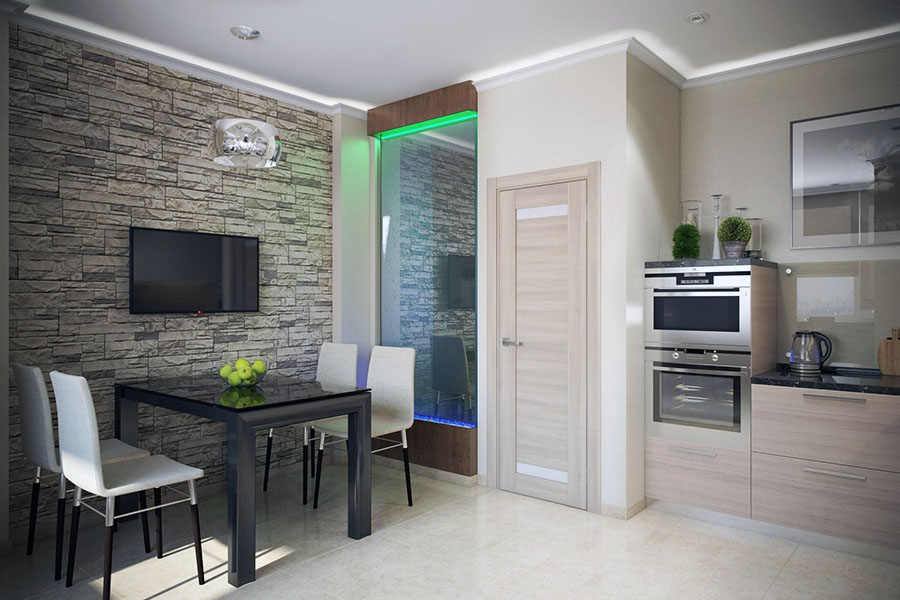 Якого розміру вибрати телевізор для стіни біля столу на кухні