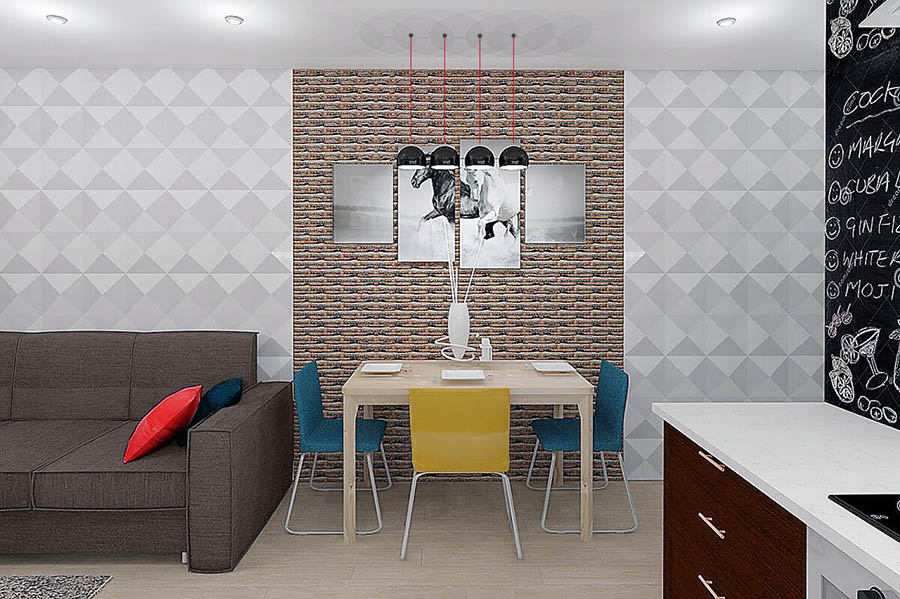 Створення акцентної ділянки стіни біля обіднього столу на кухні