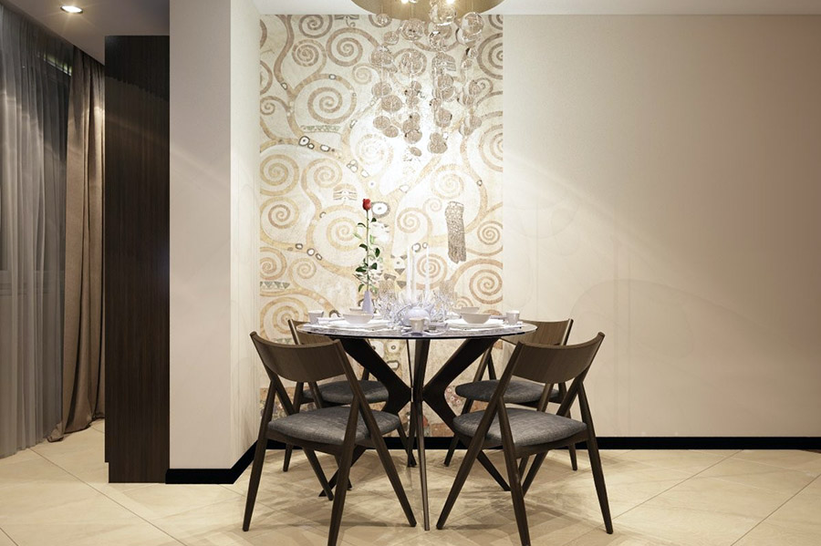 Оформлення стіни на кухні над столом