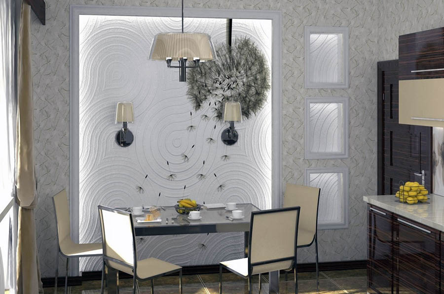 Реальний приклад створення гарної декорації на стіні біля обідньої зони