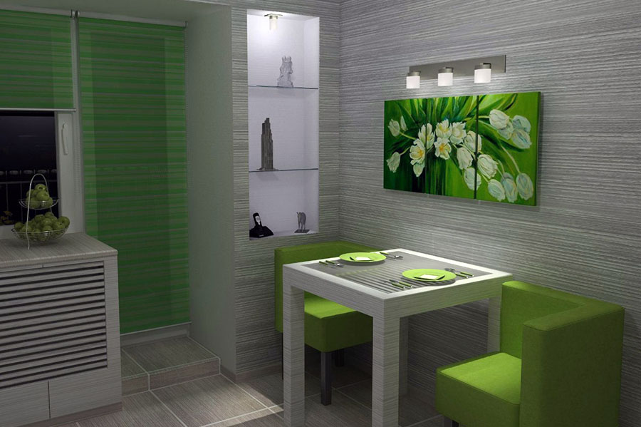 Украшение стены возле обеденного стола светильниками