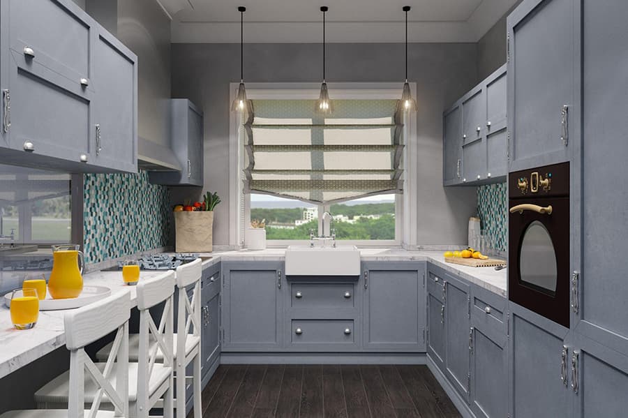 П-подібне планування сірої кухні