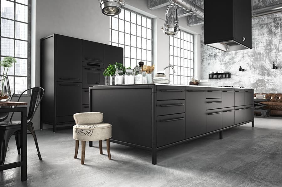 Сіра кухня в стилі лофт