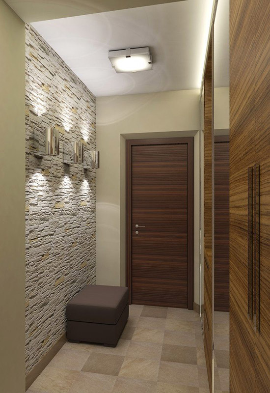 Приклад вдалого використання стельової та настінної системи освітлення в передпокої