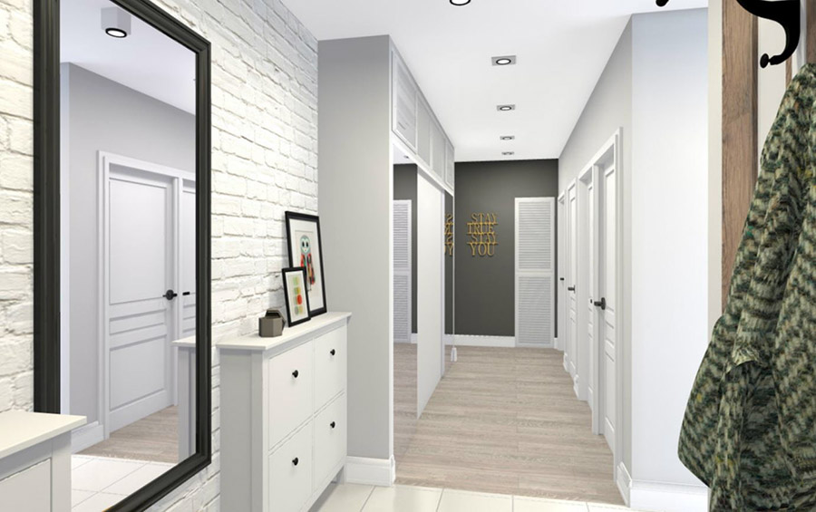 Светлый дизайн интерьера с хорошим освещением в прихожей