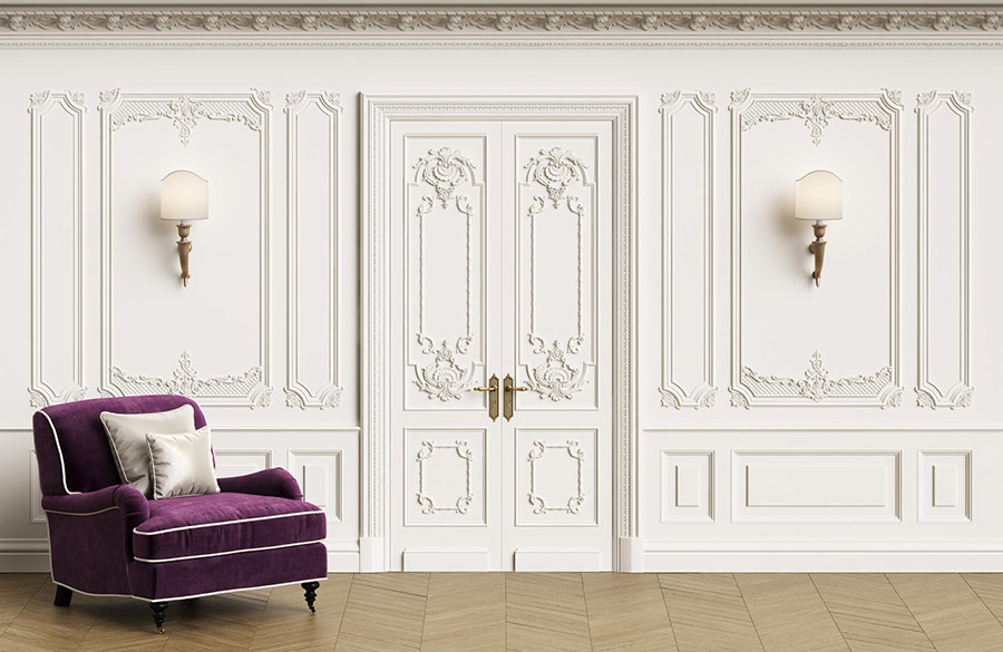 Распашные межкомнатные двери с авторским рельефом в стиле прованс