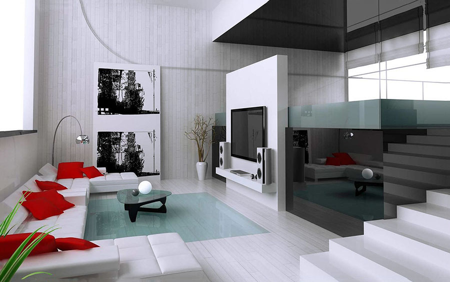 Поєднання світлих кольорів в інтер'єрі в стилі хай-тек