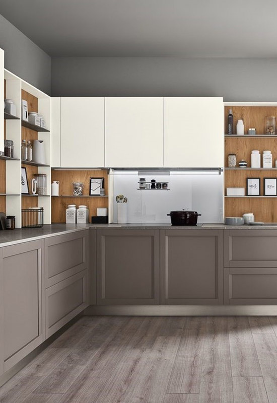 Дизайн інтер'єру кутової кухні в кавових тонах