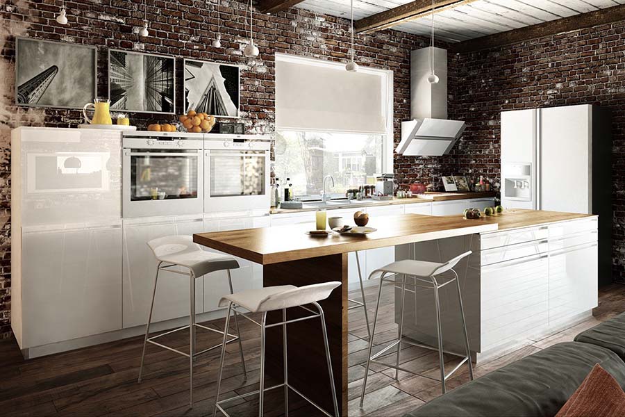 Кухня в стилі лофт із сучасним дизайном інтер'єру