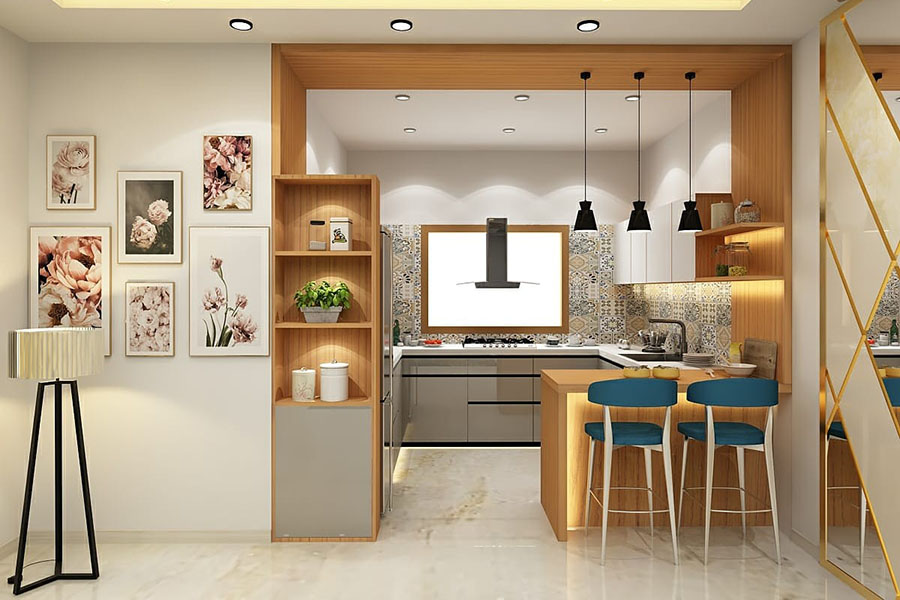 Практичний дизайн інтер'єру кухні-студії в невеликій квартирі