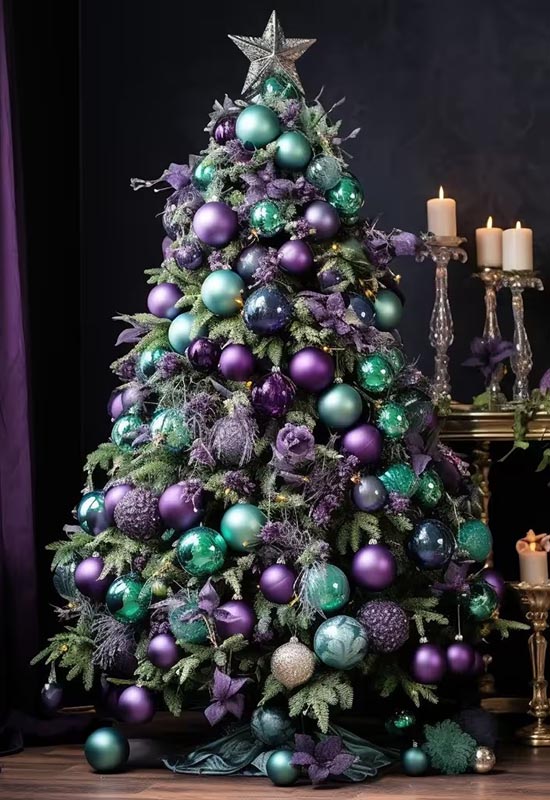 Красиве декорування новорічної ялинки великими різнокольоровими кулями