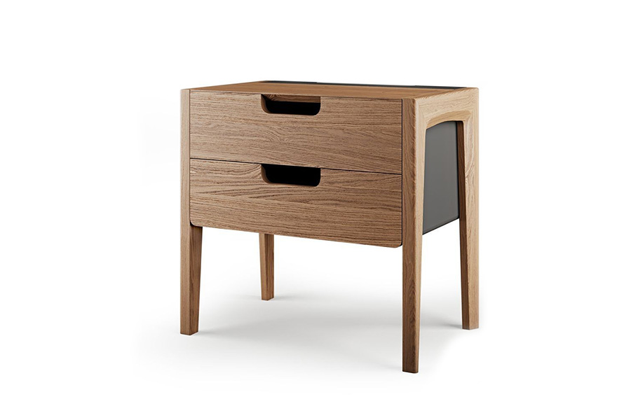Приліжкова тумбочка з двома шухлядами для маленької спальні
